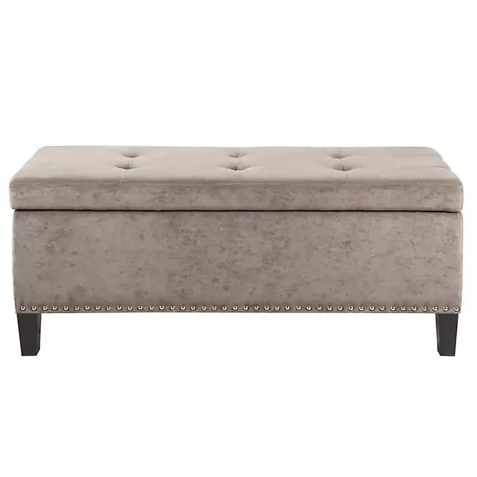 Kirklands Home Button Tufted Storage Bench Gray