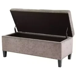 Kirklands Home Button Tufted Storage Bench Gray