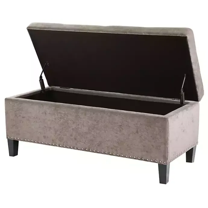 Kirklands Home Button Tufted Storage Bench Gray