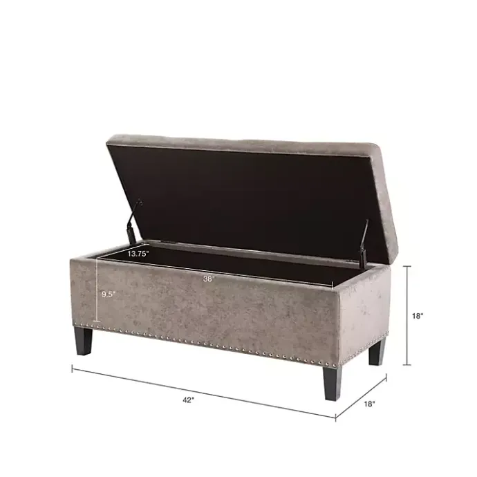 Kirklands Home Button Tufted Storage Bench Gray