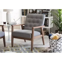 Online Kirklands Home Button-Tufted Sawyer Accent Chair Gray