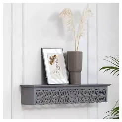 Sale Kirklands Home Gray Carved Floral Decorative Wall Shelf