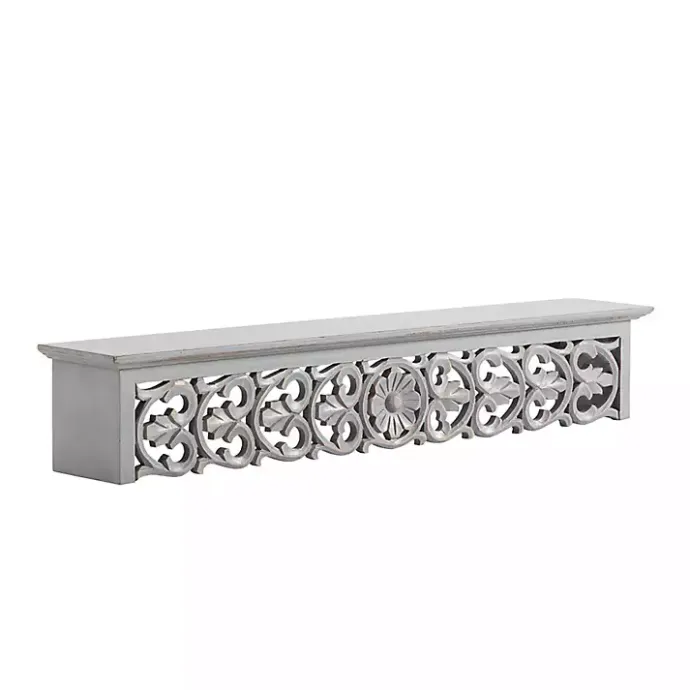 Sale Kirklands Home Gray Carved Floral Decorative Wall Shelf