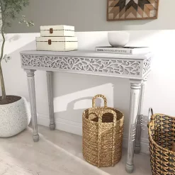Sale Kirklands Home Carved Wood Console Table Gray