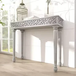 Sale Kirklands Home Carved Wood Console Table Gray