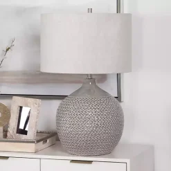 New Kirklands Home Ceramic Braid Table Lamp Gray