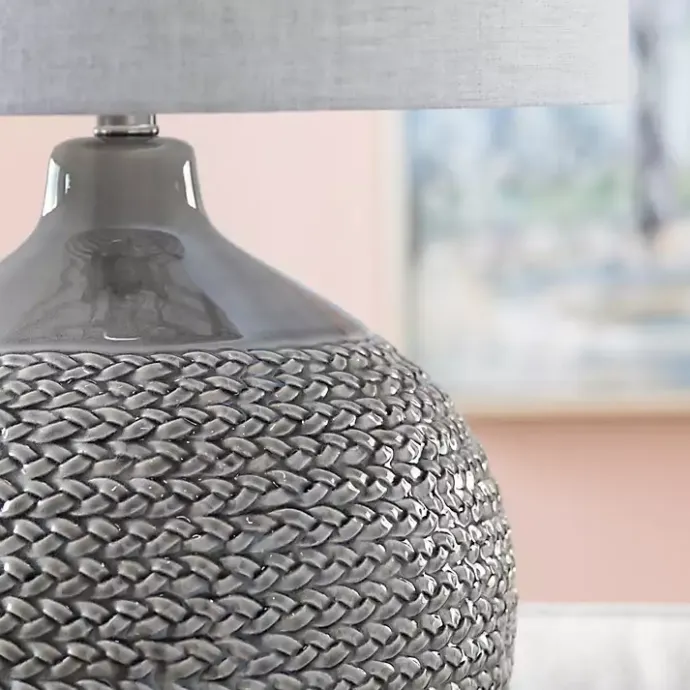 New Kirklands Home Ceramic Braid Table Lamp Gray