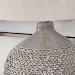 New Kirklands Home Ceramic Braid Table Lamp Gray