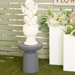 Sale Kirklands Home Ceramic Round Top Garden Stool Gray