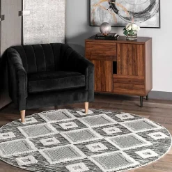Online Kirklands Home Gray Checkered Tiles Area Rug with Tassels, 5x7