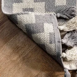 Discount Kirklands Home Gray Chevron Cotton Tassel Area Rug, 8x10