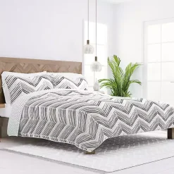 Outlet Kirklands Home Gray Chevron Reversible 3-pc. Queen Quilt Set