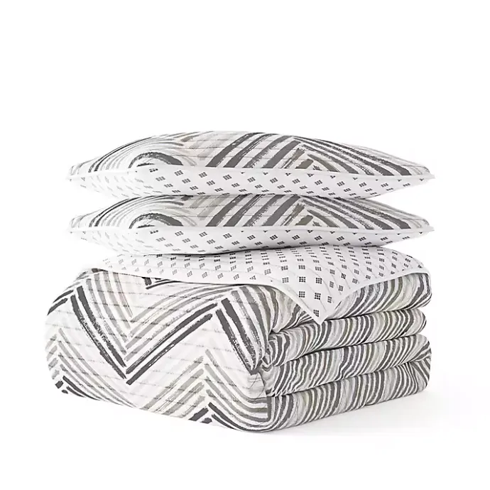 Outlet Kirklands Home Gray Chevron Reversible 3-pc. Queen Quilt Set