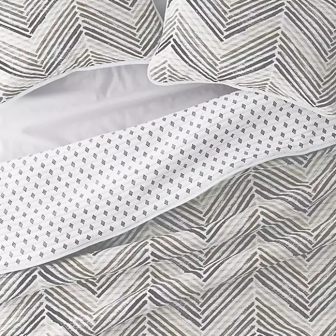 Outlet Kirklands Home Gray Chevron Reversible 3-pc. Queen Quilt Set