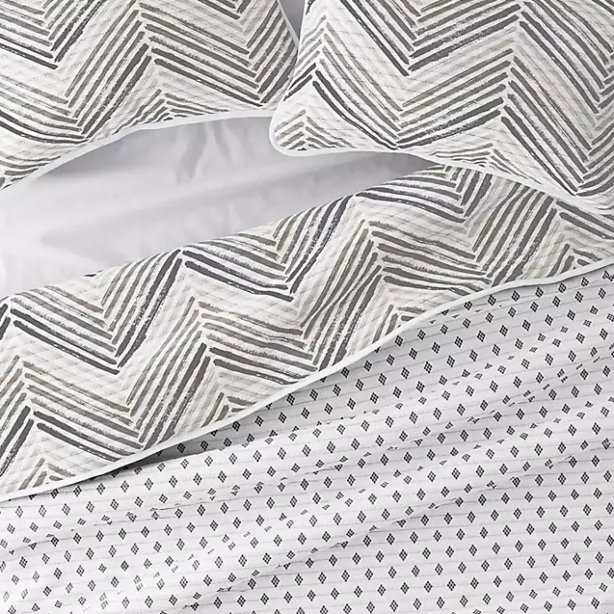 Outlet Kirklands Home Gray Chevron Reversible 3-pc. Queen Quilt Set