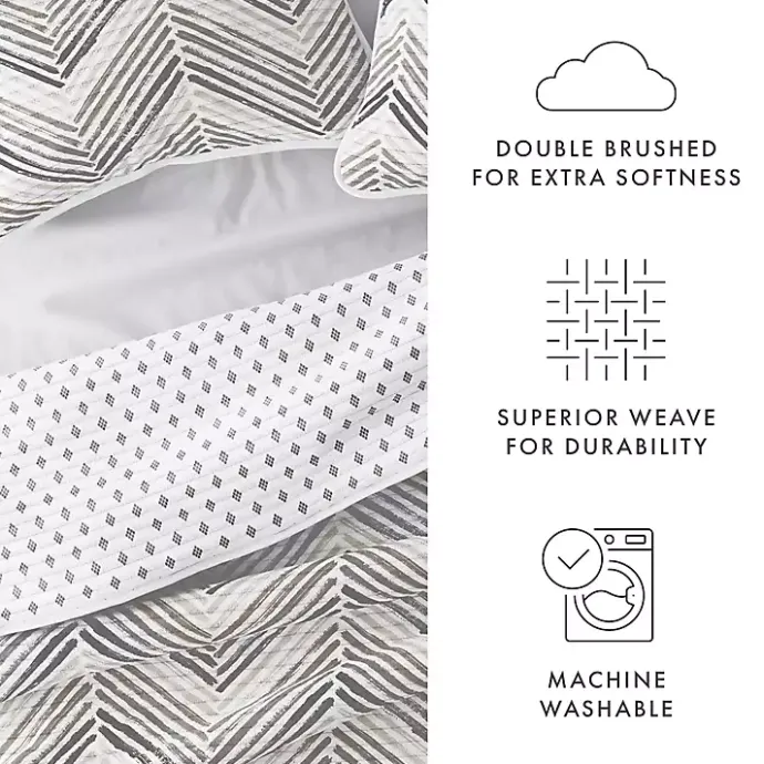 Outlet Kirklands Home Gray Chevron Reversible 3-pc. Queen Quilt Set