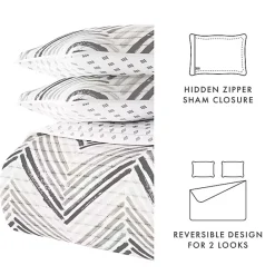 Outlet Kirklands Home Gray Chevron Reversible 3-pc. Queen Quilt Set
