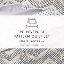 Outlet Kirklands Home Gray Chevron Reversible 3-pc. Queen Quilt Set