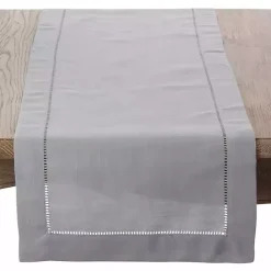 Kirklands Home Classic Hemstitch Border Polyester Runner Gray