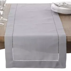 Kirklands Home Classic Hemstitch Border Polyester Runner Gray