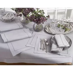 Kirklands Home Classic Hemstitch Border Polyester Runner Gray