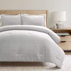 Discount Kirklands Home Clipped Stripe 3-pc. Full/Queen Comforter Set Gray