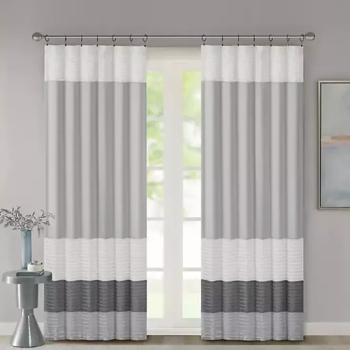 Clearance Kirklands Home Gray Color Block Striped Curtain Panel, 84 in.