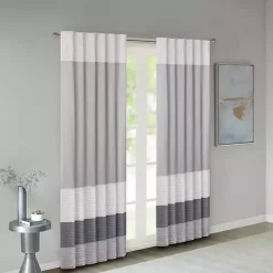 Clearance Kirklands Home Gray Color Block Striped Curtain Panel, 84 in.