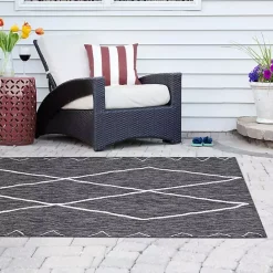 Hot Kirklands Home Connected Diamond Outdoor Area Rug, 8x10 Gray