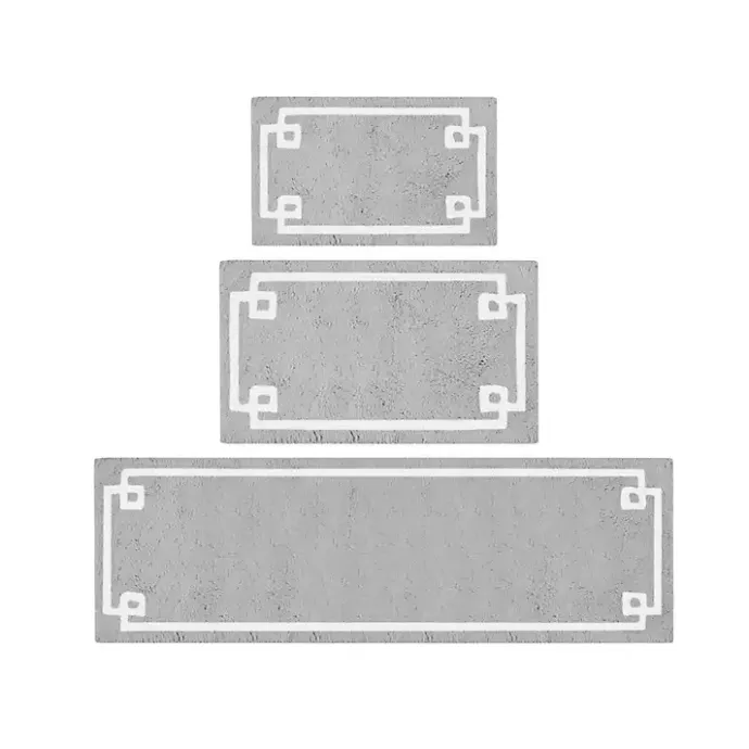Sale Kirklands Home Cotton Tufted Bath Mat with Border, 40 in. Gray