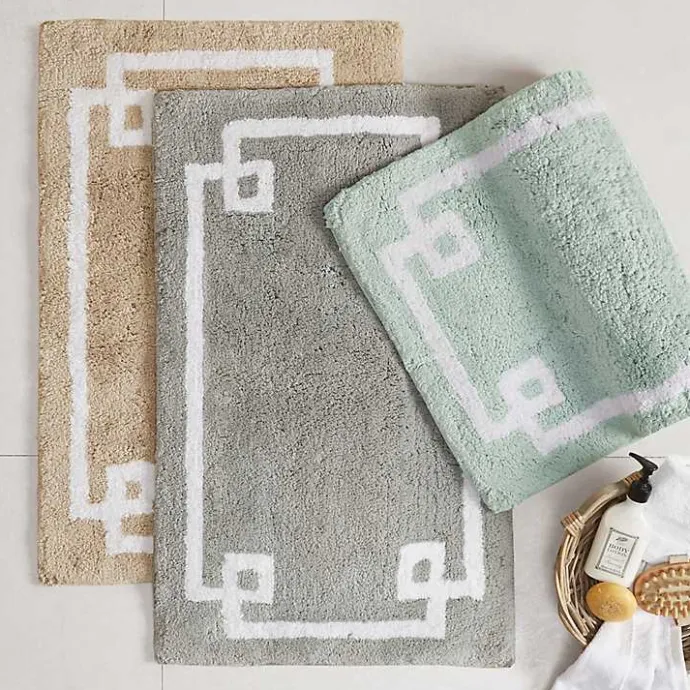 Sale Kirklands Home Cotton Tufted Bath Mat with Border, 40 in. Gray