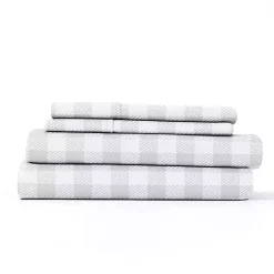 Clearance Kirklands Home Gray Country Plaid 4-pc. California King Sheet Set