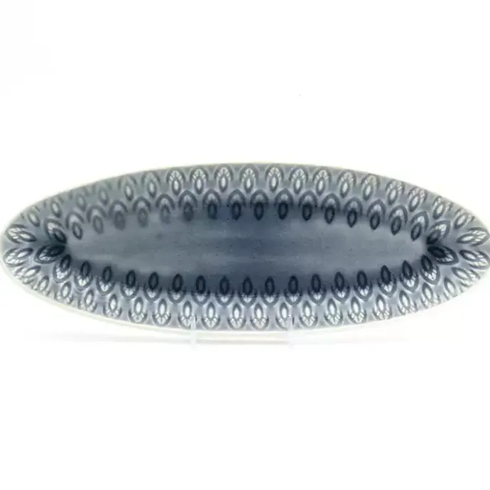 Outlet Kirklands Home Crackle Glaze Peacock Appetizer Platter Gray