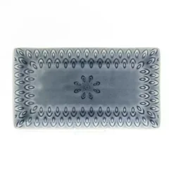 Outlet Kirklands Home Crackle Glaze Peacock Rectangular Platter Gray