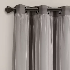 Clearance Kirklands Home Curtain Panel Set with Overlay, 84 in. Gray