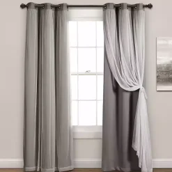 Clearance Kirklands Home Curtain Panel Set with Overlay, 95 in. Gray