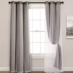 Clearance Kirklands Home Curtain Panel Set with Overlay, 95 in. Gray