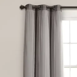 Clearance Kirklands Home Curtain Panel Set with Overlay, 95 in. Gray
