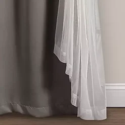 Clearance Kirklands Home Curtain Panel Set with Overlay, 95 in. Gray