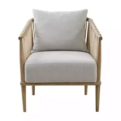 Kirklands Home Curved Wood and Jute Rope Accent Chair Gray