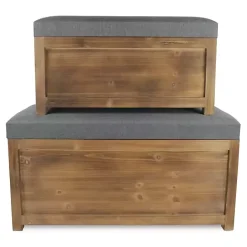 New Kirklands Home Cushioned Storage Benches, Set of 2 Gray