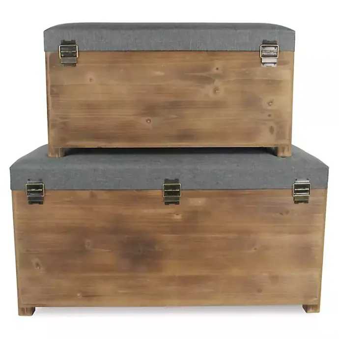 New Kirklands Home Cushioned Storage Benches, Set of 2 Gray