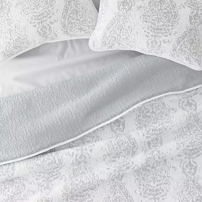 Best Kirklands Home Gray Damask Reversible 3-pc. Queen Quilt Set