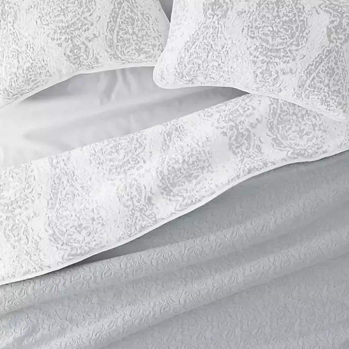 Best Kirklands Home Gray Damask Reversible 3-pc. Queen Quilt Set