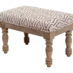 New Kirklands Home Gray Diamond Upholstered Ottoman
