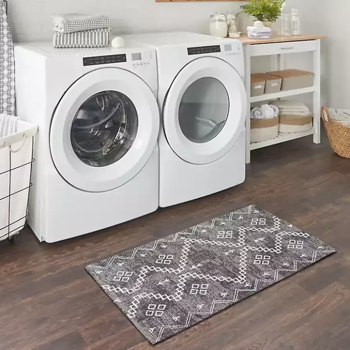Outlet Kirklands Home Gray Distressed Geo Markings Accent Rug, 2x3