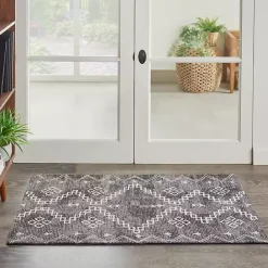Outlet Kirklands Home Gray Distressed Geo Markings Accent Rug, 2x3