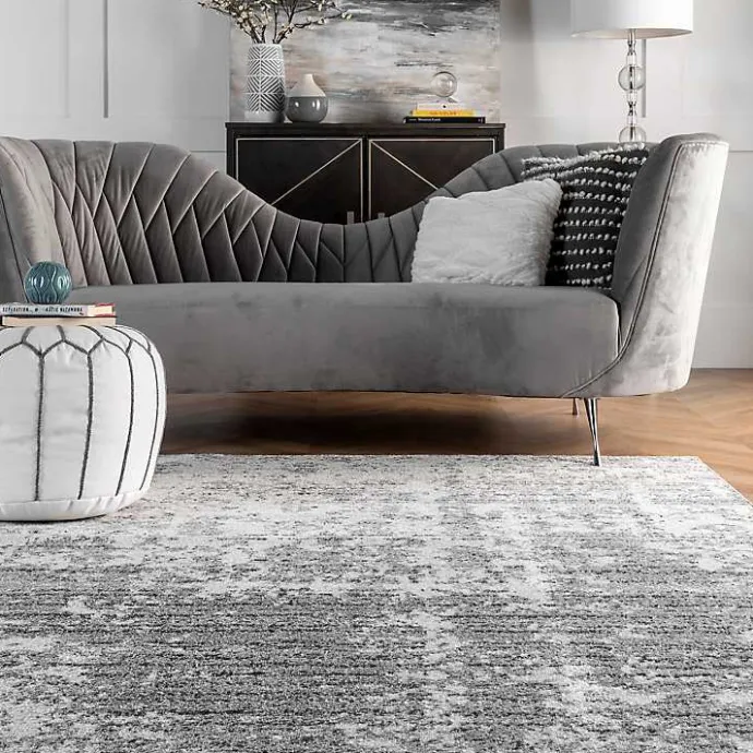 Sale Kirklands Home Gray Distressed Power Loomed Area Rug, 10x14