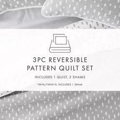 New Kirklands Home Gray Dotted Reversible 2-pc. Twin Quilt Set
