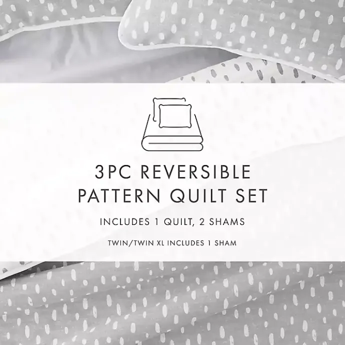 New Kirklands Home Gray Dotted Reversible 2-pc. Twin Quilt Set